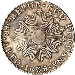 Peru. Arequipa, 4 Reales, 1838-MV Very Fine