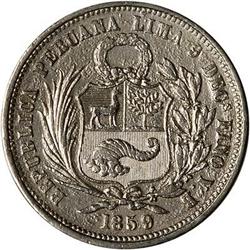 Peru. Republic, 50 Centavos, 1859-YB/Y