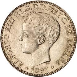 Philippines. Alfonso XIII, Peso, 1897 NGC MS 61