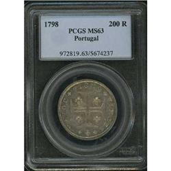 Portugal. Maria I, 1786-1798, 200 Reis, 1798 PCGS MS 63