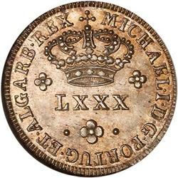Portugal. Michael I, 80 Reis, No Date NGC MS 66