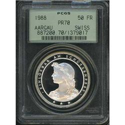Switzerland. Confederation, 50 Francs, 1988 PCGS MS 70