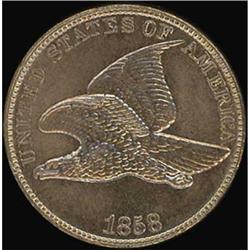 1858 Flying Eagle Cent. Large letters RAW