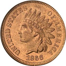 1866 Indian Head Cent NGC MS65 RD