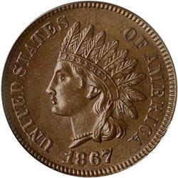 1867 Indian Head Cent PCGS MS65 BN