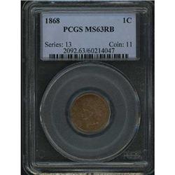 1868 Indian Head Cent PCGS MS63 RB