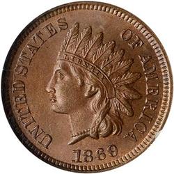 1869 Indian Head Cent NGC MS65 BN