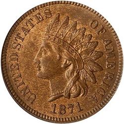 1871 Indian Head Cent PCGS MS63 RB