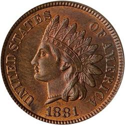1881 Indian Head Cent PCGS MS64 RB