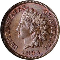 1884 Indian Head 1C NGC MS66 BN