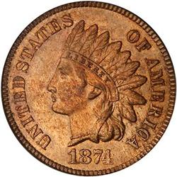 1874 Indian Head Cent PCGS MS64 RD