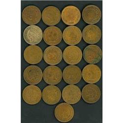 Lot of 21 Indian 1C Various Dates RAW (Good-XF)