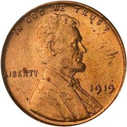 1919 Lincoln Cent PCGS MS65 RD