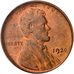 1920-S Lincoln 1C PCGS MS63 RB
