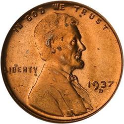1937-D Lincoln Cent NGC MS67 RD