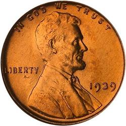 1939 Lincoln Cent NGC MS67 BN