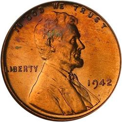 1942 Lincoln Cent NGC MS67 RD