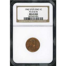 1942-S Lincoln Cent S/S/S DDO FS-018.94 NGC MS65 RD