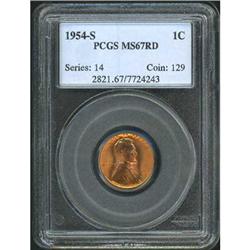 1954-S Lincoln Cent PCGS MS67 RD