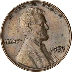 1955 Lincoln Cent DBL DIE OBV MS63 RAW