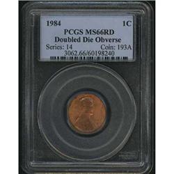 1984 Lincoln 1C. Doubled ear D.D.O. PCGS MS66 RD