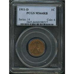 1911-D Lincoln 1C PCGS MS64 RB