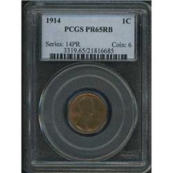 1914 Lincoln Cent PCGS PF65 RB