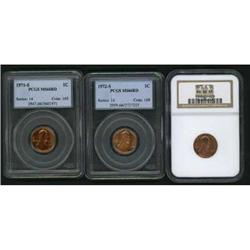 Lot of 3 Lincoln Cents: 1971-S, 1972-S, 1973-S