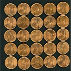 Group of Twenty-Five 1934 Lincoln Cents RAW
