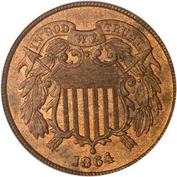 1864 Two Cents. Large motto PCGS MS64 RB
