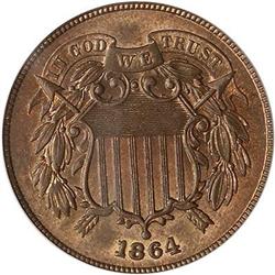 1864 2C Large motto PCGS MS63 RB