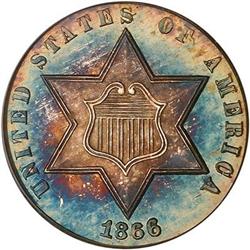 1866 Silver 3C PCGS PF66