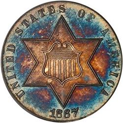 1867 Silver 3C PCGS PF65