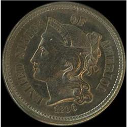 1866 Nickel Three Cents RAW