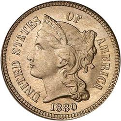 1880 Nickel Three Cents PCGS MS67