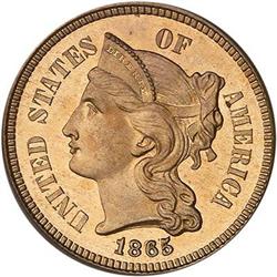 1865 Nickel Three Cents PCGS PR66 CAM