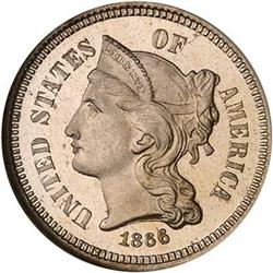 1866 Nickel 3C NGC PF66 UCAM