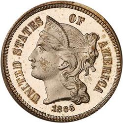 1866 Nickel Three Cents PCGS PR65 DCAM
