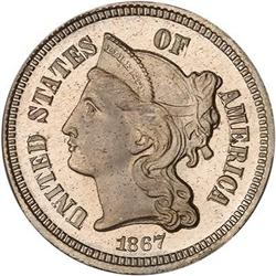 1867 Nickel 3C PCGS PF65 DCAM