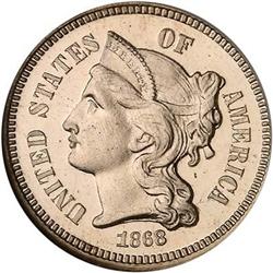 1868 Nickel 3C NGC PF67 CAM