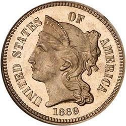 1869 Nickel Three Cents PF66 Ultra Cameo