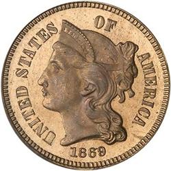 1869 Nickel 3C PCGS PF65 DCAM