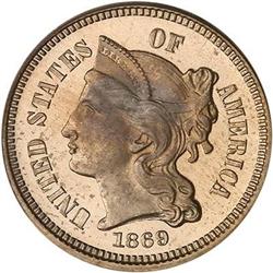 1869 Nickel 3C PCGS PF64 DCAM
