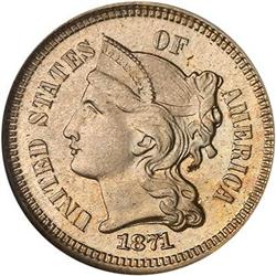 1871 Nickel 3C NGC PF66