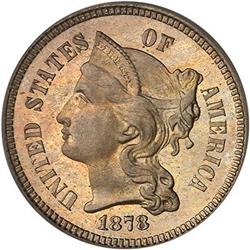 1878 Nickel Three Cents PCGS PR66 CAM