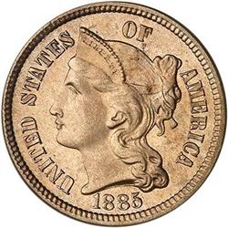 1885 Nickel 3C PCGS PF67