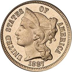 1887 Nickel Three Cents. 7 over 6 PCGS PR66 CAM