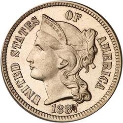 1887 Nickel Three Cents. 7 over 6 PCGS PR65 CAM