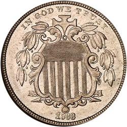 1868 Shield 5C NGC MS64