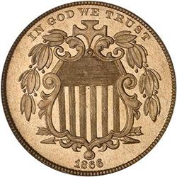 1866 Shield 5C Rays PCGS PF65 CAM